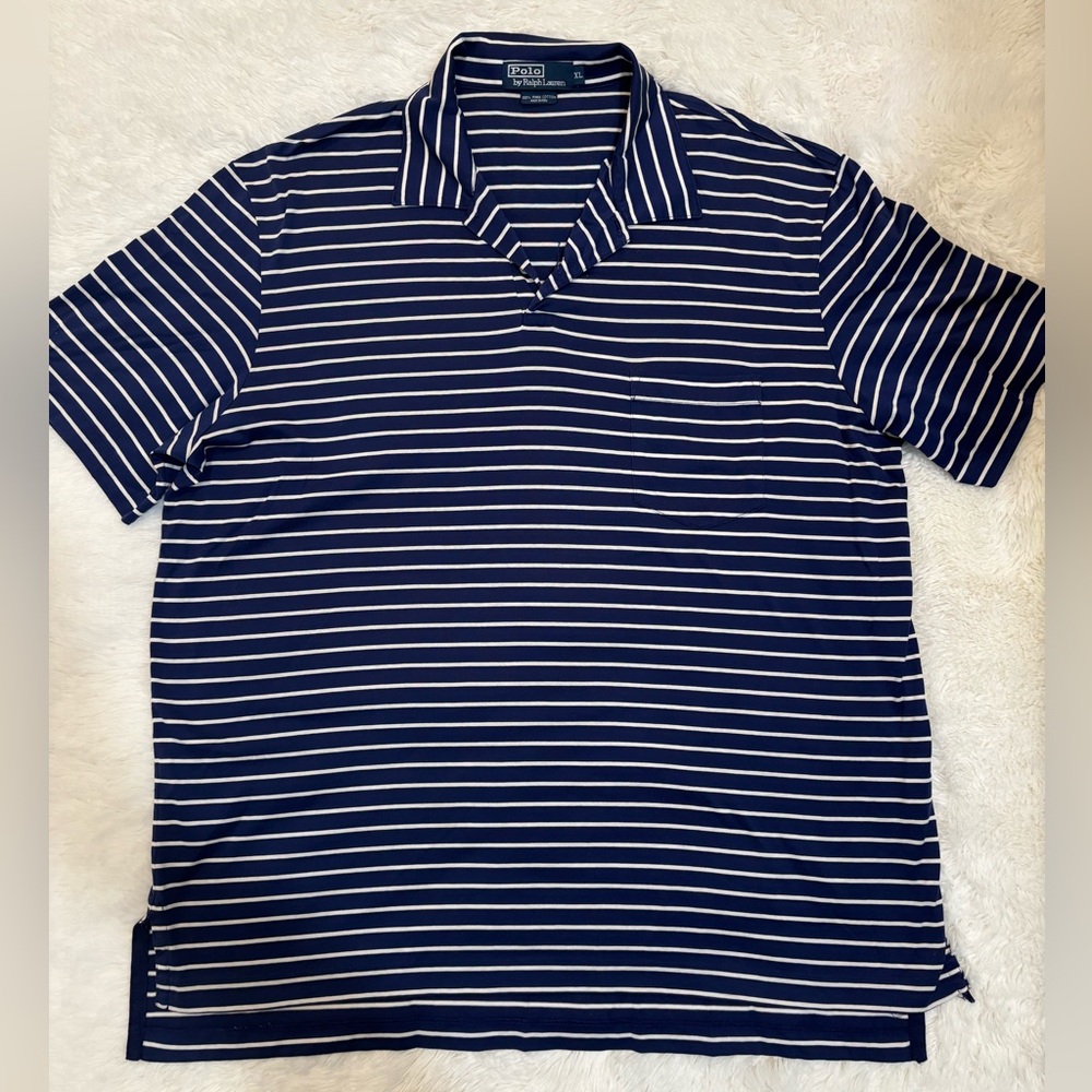 Polo Ralph Lauren Stripe Navy Short Sleeve Shirt Size XL
